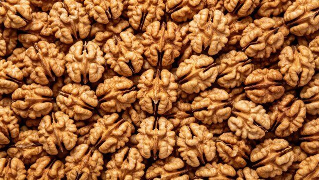 Raw walnut halves texture