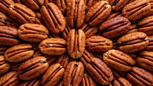 Rich brown pecan halves texture