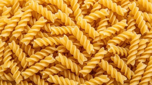 Uncooked spiral fusilli pasta texture