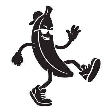 Cool Banana Character Walking with Swagger &ndash; Streetwear Vector Mascot Silhouette
