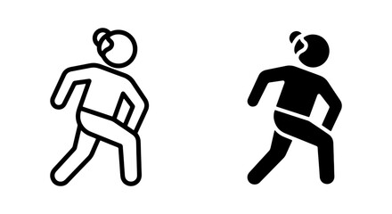 Fototapeta premium Woman Dancing Icon Set, Silhouette and Outline, Dynamic Movement, Fitness and Activity Graphics