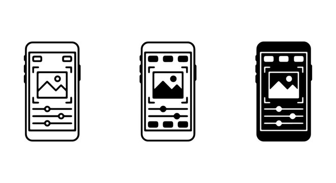 Smartphone Photo Editing Icons, Mobile App Interface Design Elements, Digital Image Adjustment Tools