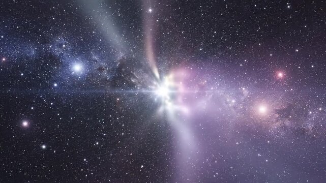 Cosmic explosion or stellar formation in deep outer space with swirling gas clouds and scattered stars an abstract and depiction of a event, possibly a star birth or explosion, featuring glowing