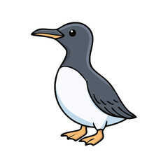 Fototapeta premium Cartoon illustration of a guillemot seabird with dark grey and white plumage