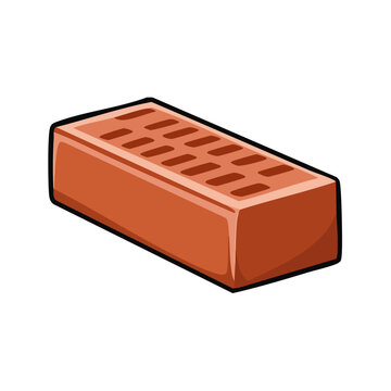 Cartoon illustration of a single red brick with a hollow interior and textured surface