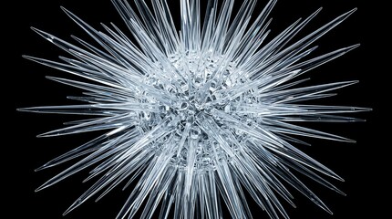 Obraz premium Close-up of a spiky icy snowflake crystal with intricate details and sharp edges.