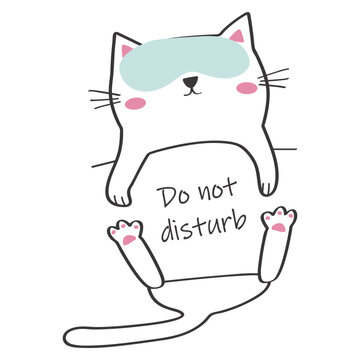 Cute sleepy cat do not disturb t shirt vector illustration design