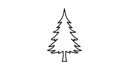 Obraz premium Simple Outline Drawing of a Pine Tree, Minimalist Evergreen Icon