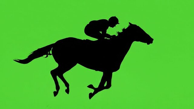 Single horse racing silhouette vector animation video