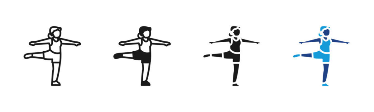 Balance Exercise icon set multiple style collection