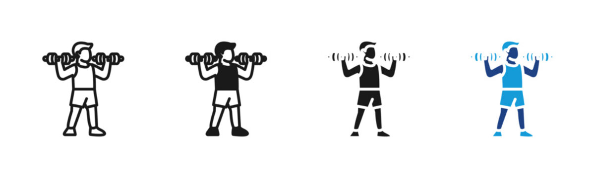 Dumbbell Workout icon set multiple style collection