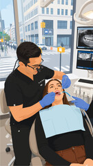 Naklejka premium Modern dental clinic with patient examination