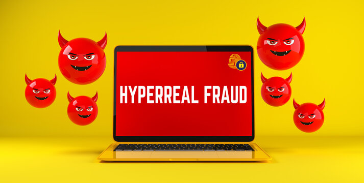 Hyperreal Fraud Concept With Synthetic AI Driven Cyber Threat