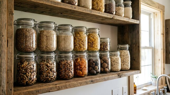 Variety of food in jars.