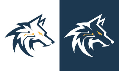 Modern cyber wolf head logo d... © dwi