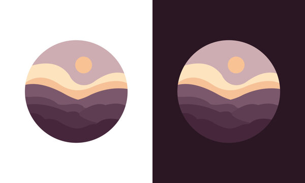 Minimalist wavy landscape cir...