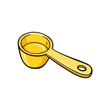 Golden Measuring Spoon for Culinary Liquids and Ingredients with Handle and Hole