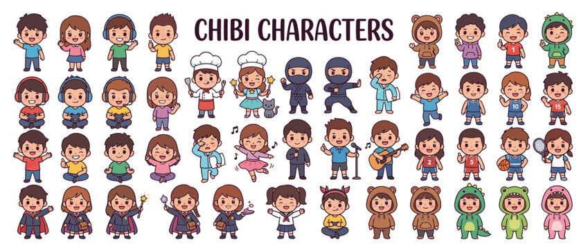 Collection of diverse chibi characters.