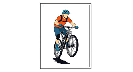 Naklejka premium Mountain biker performing a wheelie on a trail, action shot, extreme sports