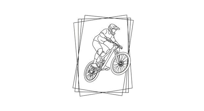 Mountain biker performing a jump, dynamic action shot, extreme sports illustration