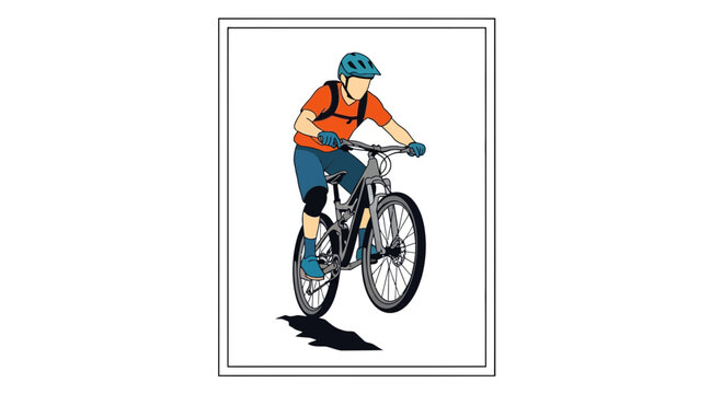 Mountain biker performing a wheelie on a trail, action shot, extreme sports