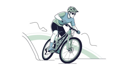 Obraz premium Mountain Biker Riding Downhill Trail, Action Shot, Outdoor Sports Adventure