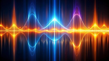 Fototapeta premium New sound wave visualizer in blue and magenta colors representing digital audio data flow and music technology.