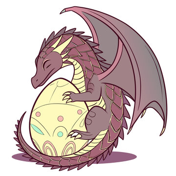 Baby dragon hatching from egg a colorful vector illustration with a white background reptile fantasy mythical