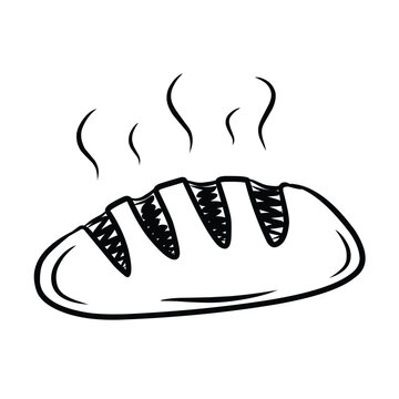 Doodle icon of a French baguette hand drawing. Bread bread bread bread isolated sketch. Vector illustration