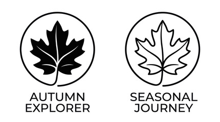 Fototapeta premium Autumn Maple Leaf Badge Set