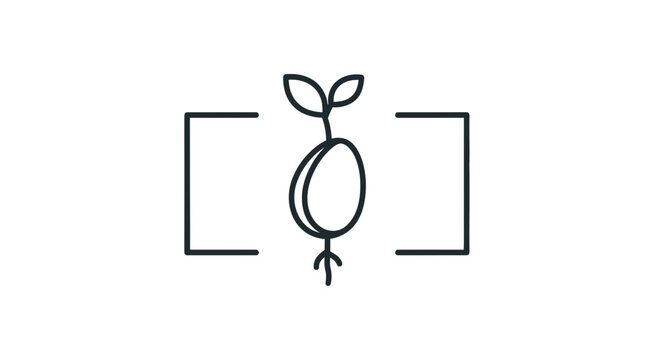 Seedling Sprout Growing in Frame Icon, Symbolizing New Beginnings, Growth, and Development