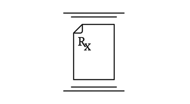 Prescription Paper with Rx Symbol, Medical Document Icon