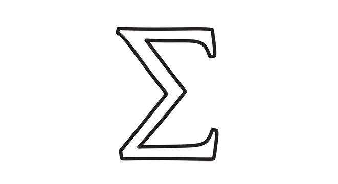 Sigma symbol black line drawing on a white background