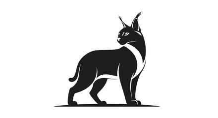 Minimalist black and white lynx silhouette on white background © joko