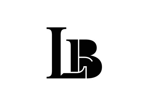 Minimalist black and white LB initial letter monogram logo