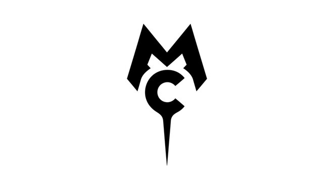 Minimalist black and white MC monogram logo icon