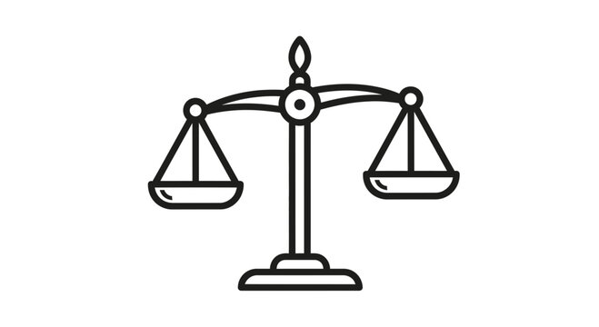 Black and white line art scales.