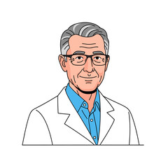 Fototapeta premium Senior medical professional illustration portrait, doctor or scientist