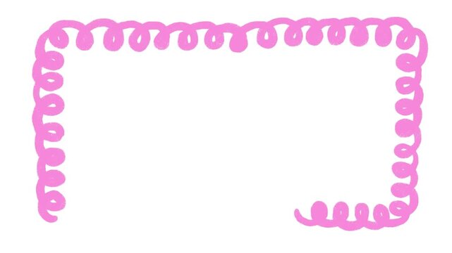 Pink spiral frame animated background with copyspace, 4K, transition, intro, doodle cute drawing, stop motion, video, looped