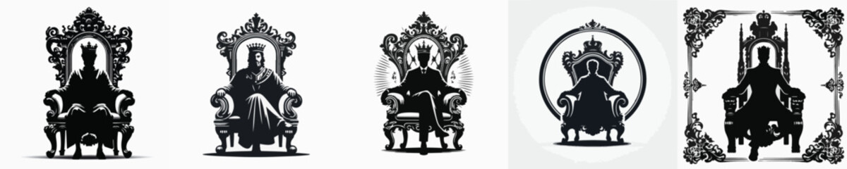 Obraz premium Vector silhouette of king sit on throne