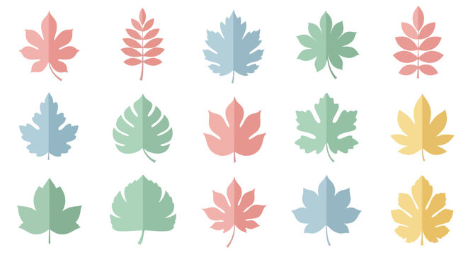 Colorful Flat Leaves Arrangement - Vector Illustration