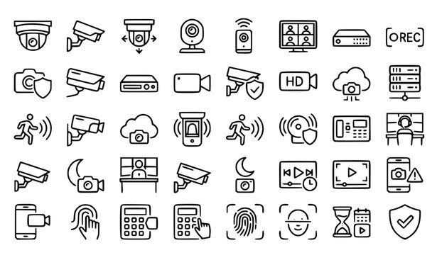 CCTV icon set surveillance camera security system vector illustration
&lrm;