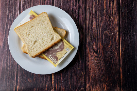 Hungarian Inflation Bread And Forint Concept