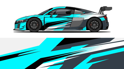 Turquoise Sports Car Racing Vehicle. © emblem