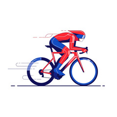 Fototapeta premium Cyclist in aerodynamic position, motion blur, red and blue colors