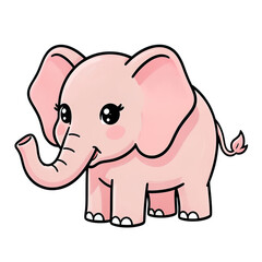 Fototapeta premium Cute Pink Elephant Cartoon Character Vector Illustration Isolated on Transparent Background