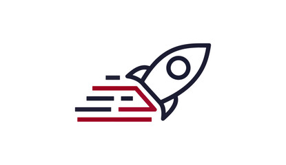 Rocket ship icon on black background for design © Racelleo