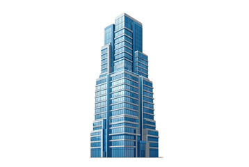Fototapeta premium Modern Blue Glass Skyscraper Vector Illustration Isolated on Transparent Background