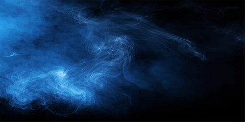 Abstract swirls of ethereal blue smoke drift across a dark, mysterious background, creating a dynamic and visually captivating effect. © Black Art