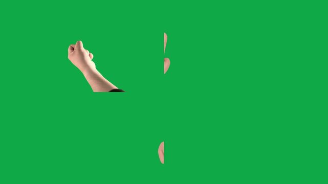 Ok Fist Thumbs Box animation on green screen chroma key background flat lighting no shadow flush edge isolated 3d clay model perfect compositing vfx asset high quality render animation video ar hd